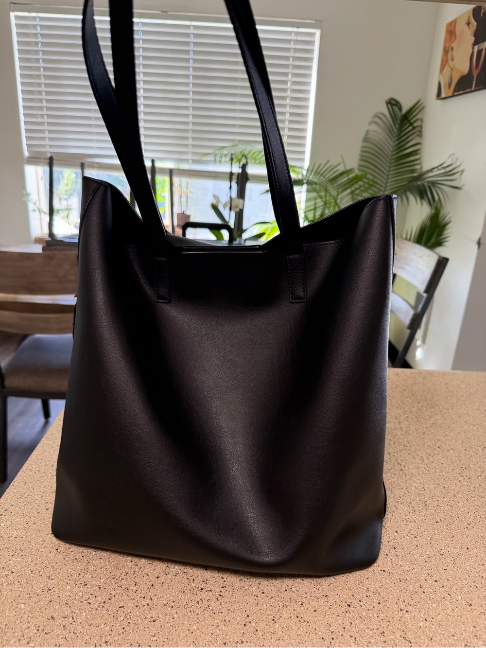 Away Black Leather Tote Bag